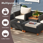 7-Piece Patio Furniture PE Rattan Sectional Sofa Set with Armchairs and Table – white