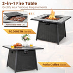 7-Piece Patio Furniture Set with 35 Inches 50000 BTU Propane Gas Fire Pit Table and Waterproof Cover for Firpit