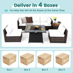 7-Piece Patio Furniture Set with 35 Inches 50000 BTU Propane Gas Fire Pit Table and Waterproof Cover for Firpit
