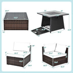 7-Piece Patio Furniture Set with 35 Inches 50000 BTU Propane Gas Fire Pit Table and Waterproof Cover for Firpit