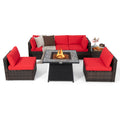 7-Piece Patio Furniture Set with 35 Inches 50000 BTU Propane Gas Fire Pit Table and Waterproof Cover for Firpit