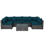 7-Piece Patio Rattan Furniture Set Sectional Sofa Garden Cushion