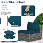 7-Piece Patio Rattan Furniture Set Sectional Sofa Garden Cushion