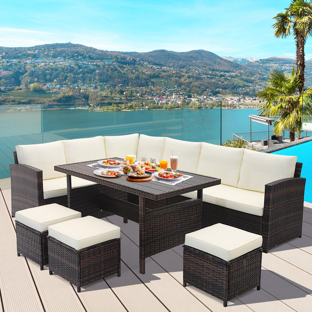 7-Piece Wicker Patio Furniture Set – White