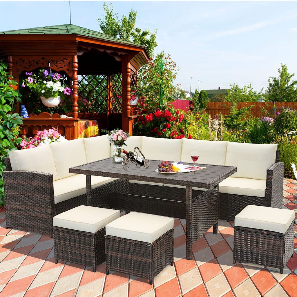 7-Piece Wicker Patio Furniture Set – White