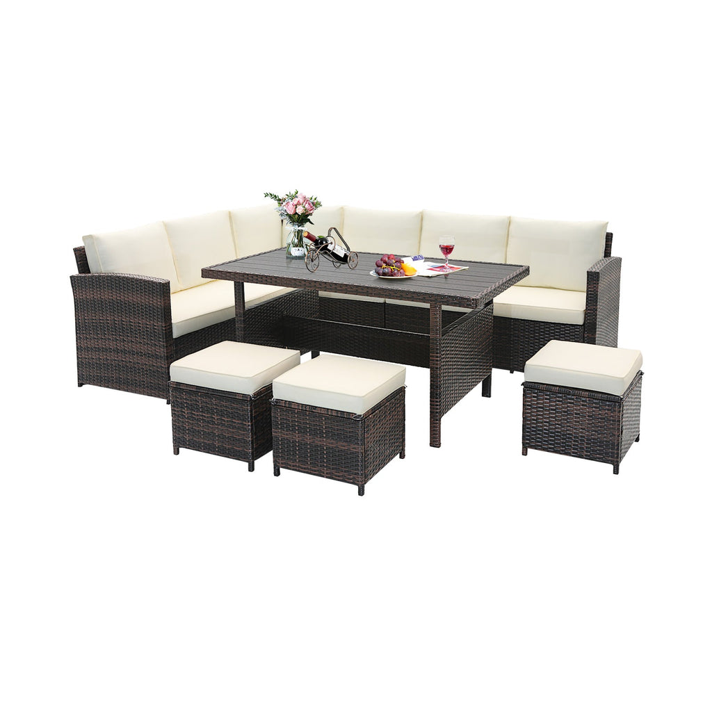7-Piece Wicker Patio Furniture Set – White