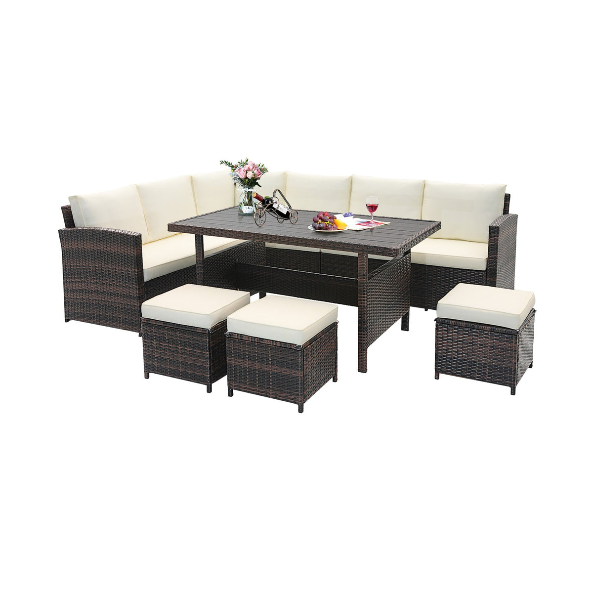 7-Piece Wicker Patio Furniture Set – White