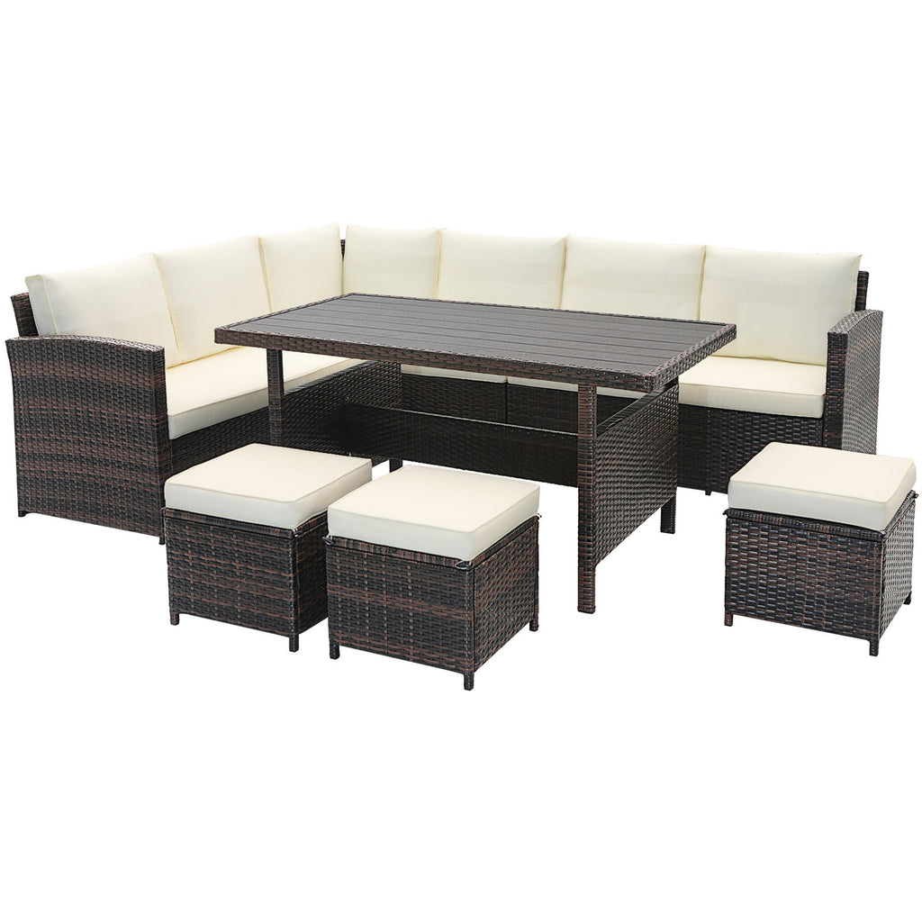 7-Piece Wicker Patio Furniture Set – White