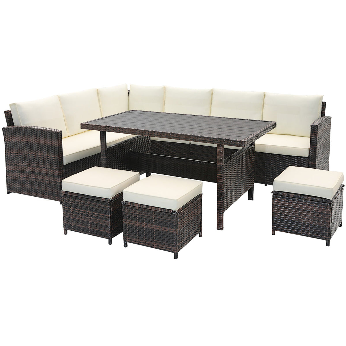 7-Piece Wicker Patio Furniture Set – White