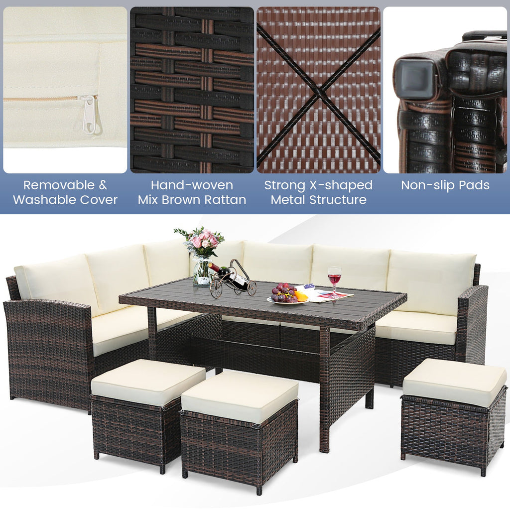 7-Piece Wicker Patio Furniture Set – White