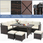 7-Piece Wicker Patio Furniture Set – White
