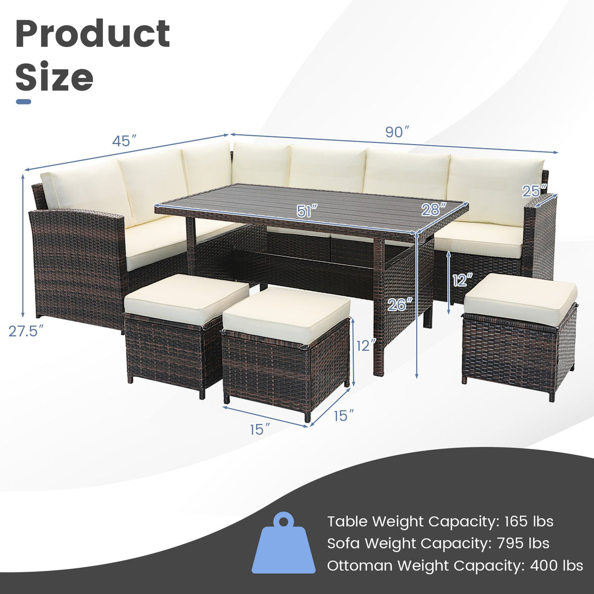 7-Piece Wicker Patio Furniture Set – White