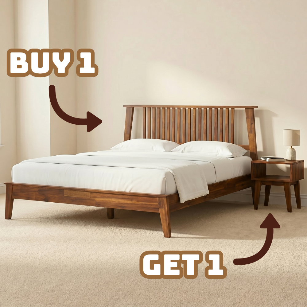 Kaylin Solid Wood Bed Frame & Nightstand Set