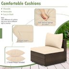 7-Piece Patio Rattan Furniture Set with Sectional Sofa Cushions