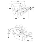 Lawrence Upholstered Padded Arm Reclining Sofa Charcoal