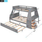 Bunk Bed with Trundle & Built In Desk, 3 Storage Drawers & Shelf
