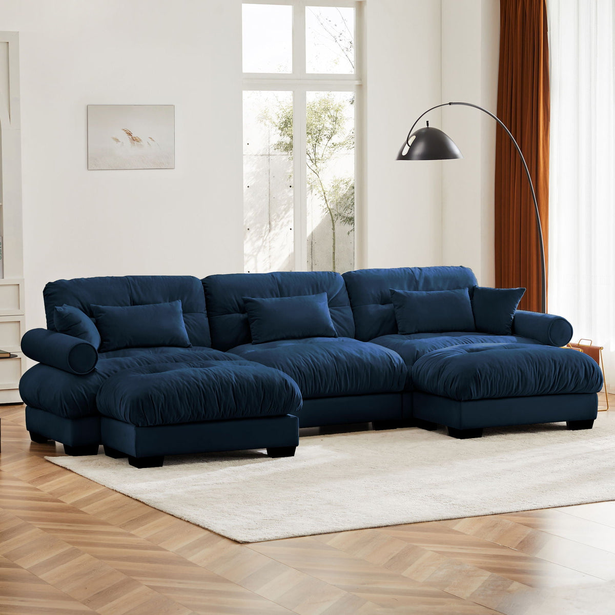 Super Comfort Oversized Modular Sectional Sofa with Movable Ottoman