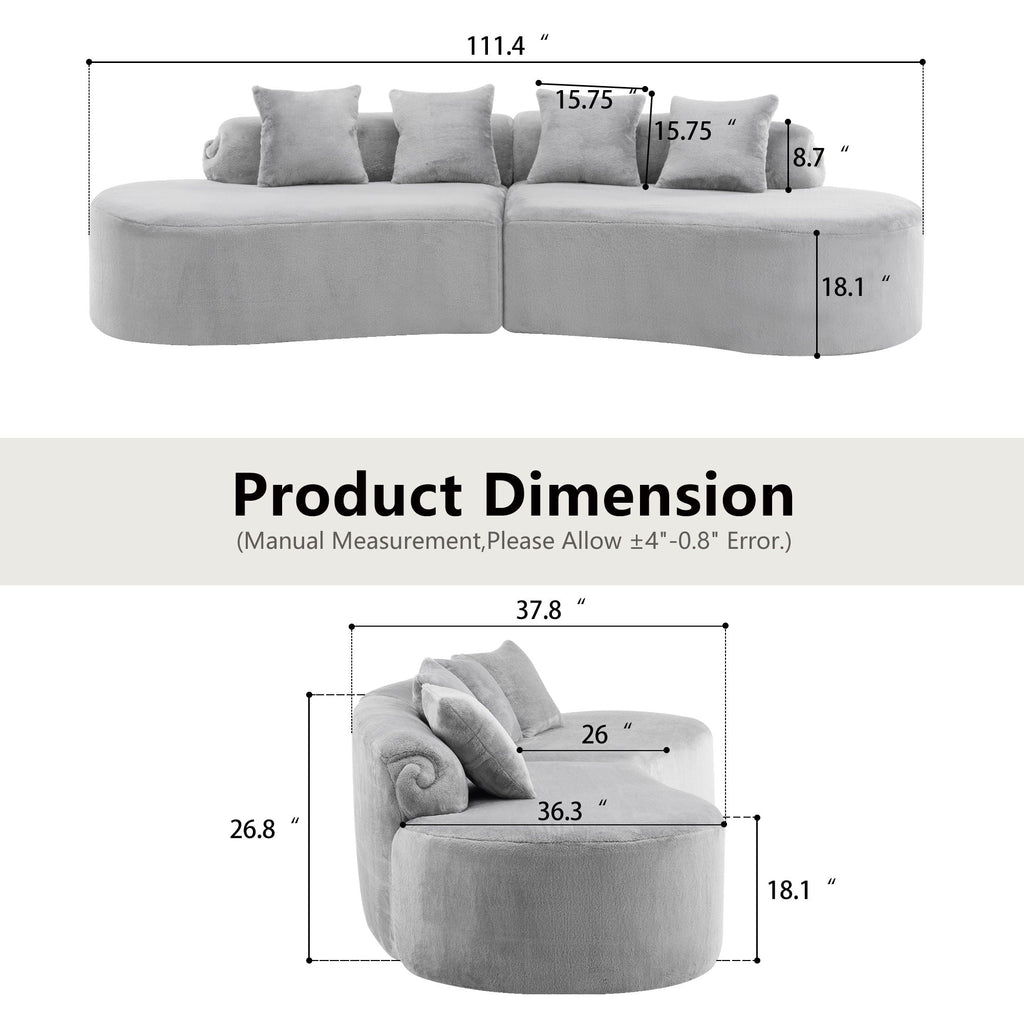 Modern Curved Sofa with Pillows