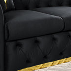 Button Tufted Couch with 2 Pillows, 3-Seater Luxury Chesterfield Sofa