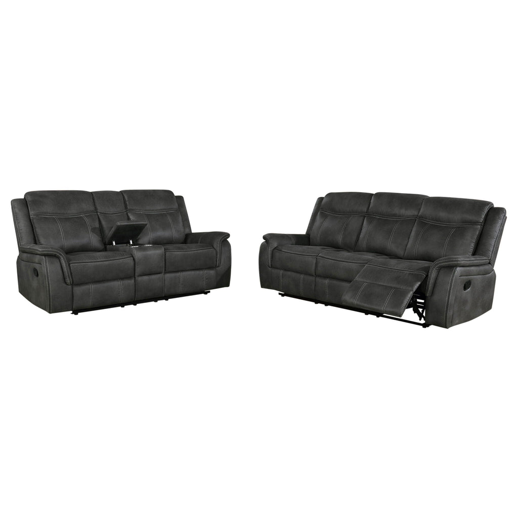Lawrence 2-piece Upholstered Reclining Sofa Set Charcoal