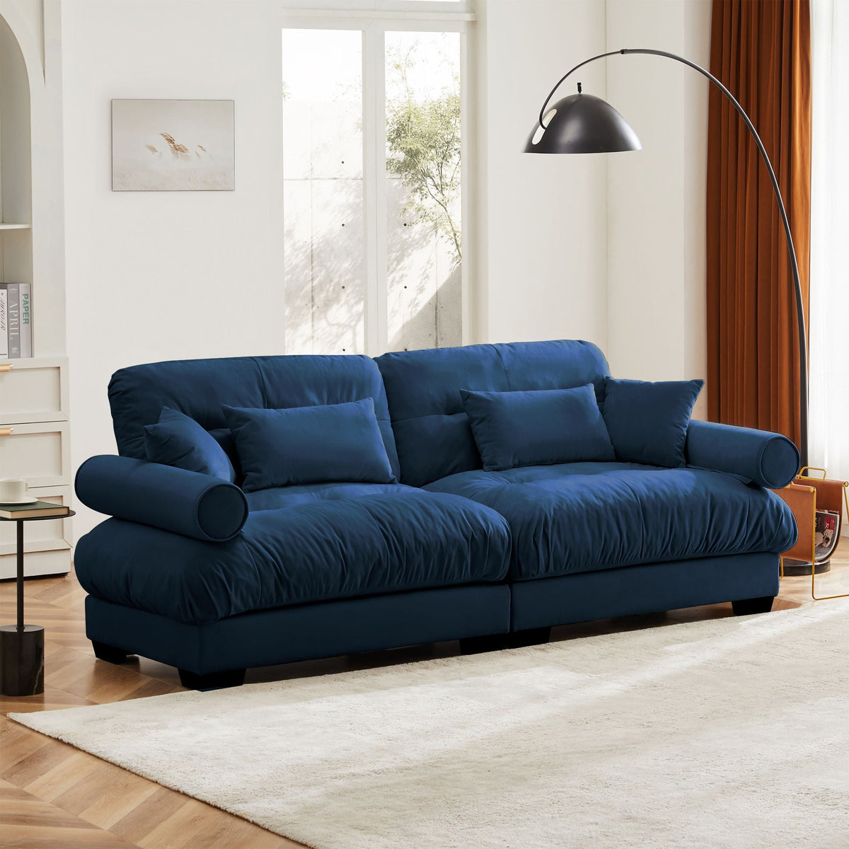 Modern Oversize Sofa with Cloud Like Comfort, Featuring Waist & Throw Pillows