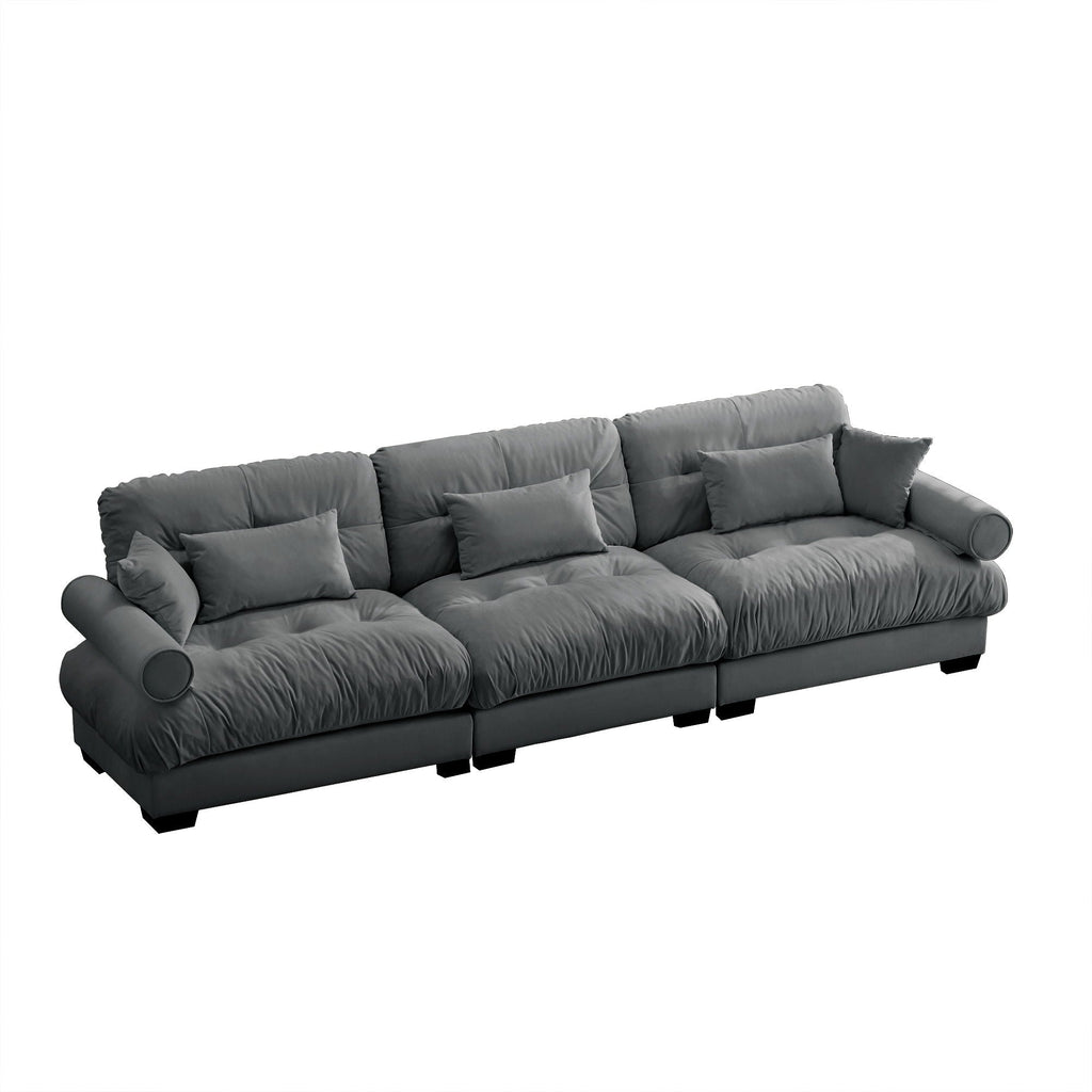 Modern Oversize Sofa with Cloud Like Comfort, Featuring Waist & Throw Pillows