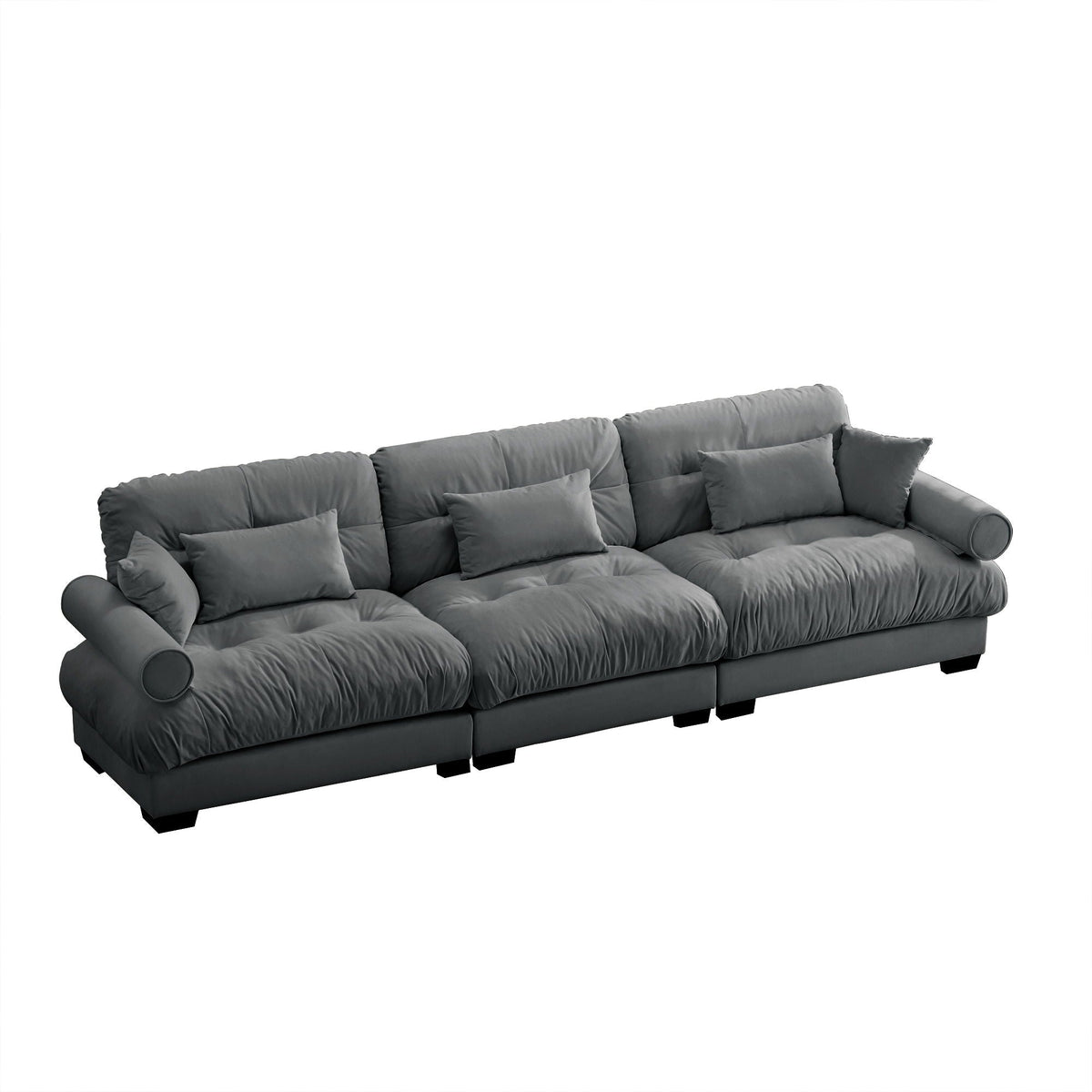 Modern Oversize Sofa with Cloud Like Comfort, Featuring Waist & Throw Pillows