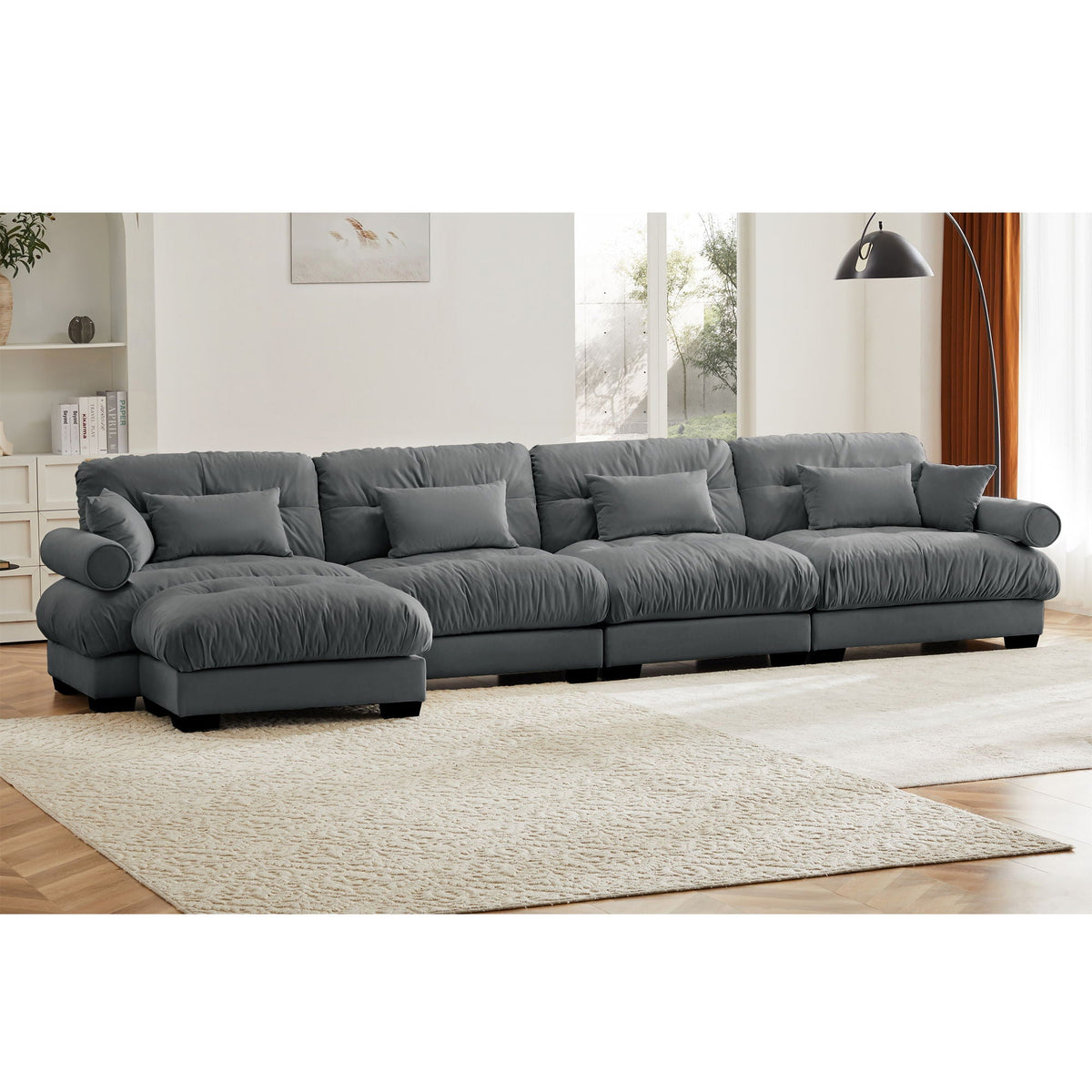 Super Comfort Oversized Modular Sectional Sofa with Movable Ottoman