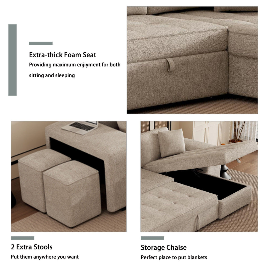 Modern L-Shape 3 Seat Reversible Sectional Couch