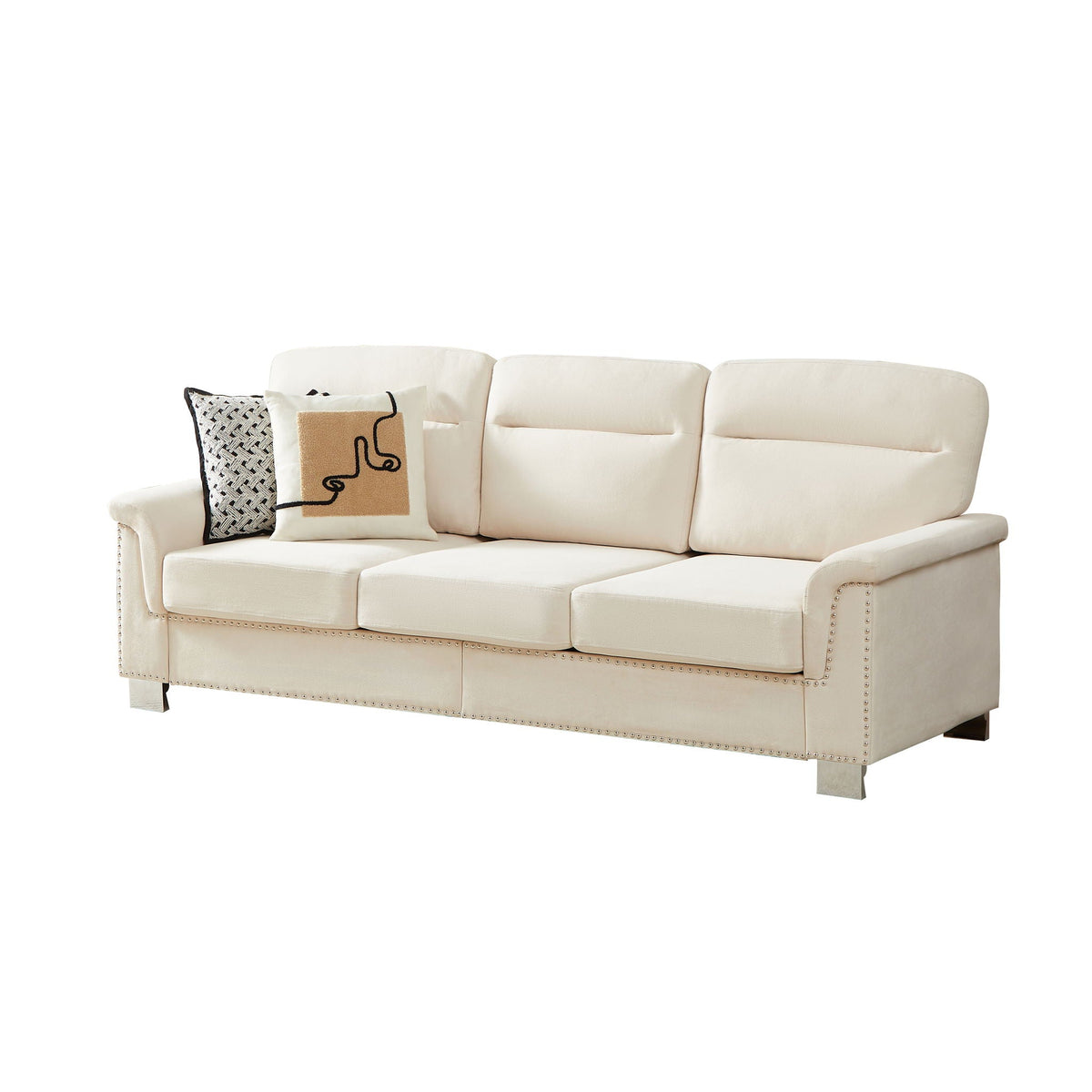 3-Seater Elegant Stationary Sofa