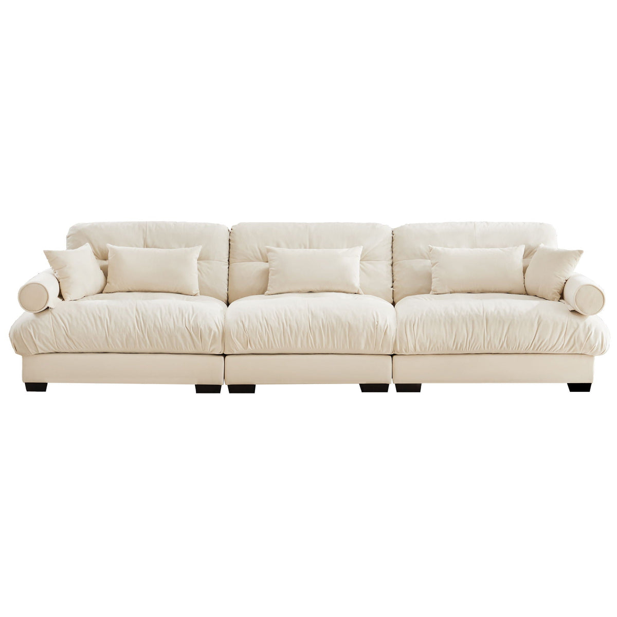 Modern Oversize Sofa with Cloud Like Comfort, Featuring Waist & Throw Pillows