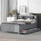 Platform Bed with Storage Headboard, USB, Trundle & 3 – Drawer