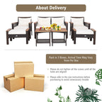 7-Piece Patio Rattan Cushioned Conversation Furniture Set