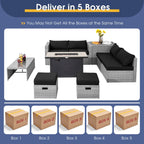 9-Piece Patio Furniture Set with 42 Inches 60000 BTU Fire Pit