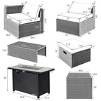 9-Piece Patio Furniture Set with 42 Inches 60000 BTU Fire Pit