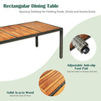 9-Piece Rattan Patio Dining Set with Acacia Wood Table and Cushioned Chair