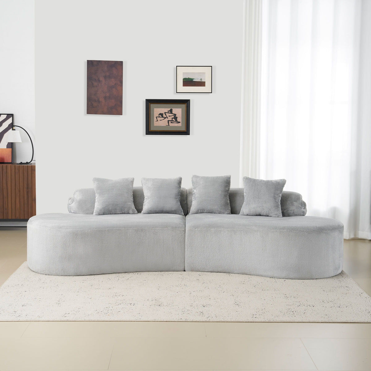 Modern Curved Sofa with Pillows