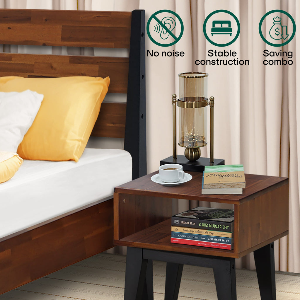 Emery Solid Wood Bed Frame & Nightstand Set