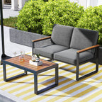 4 Piece Patio Aluminum Furniture Set with Armrests and Tabletop – Gray
