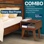 Emery Solid Wood Bed Frame & Nightstand Set