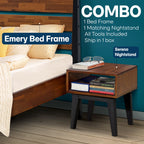 Emery Solid Wood Bed Frame & Nightstand Set