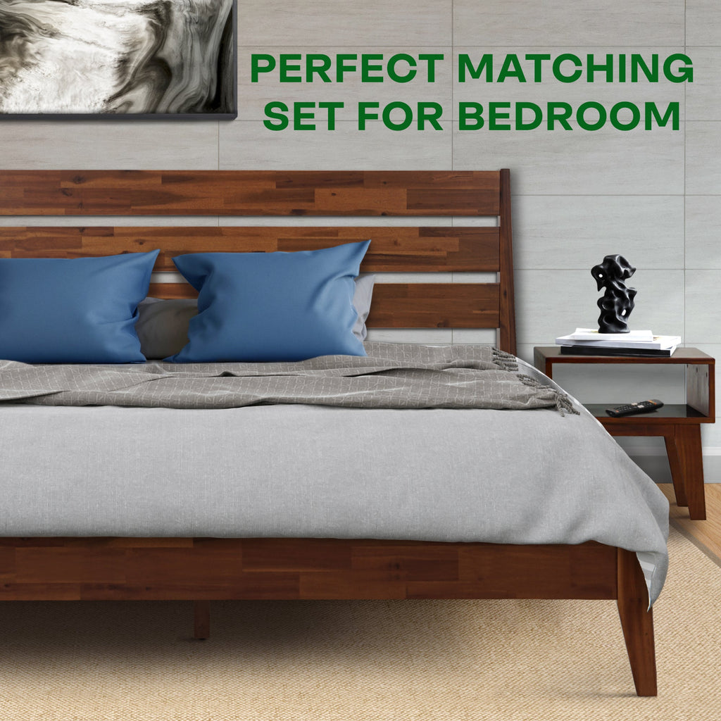 Emery Solid Wood Bed Frame & Nightstand Set