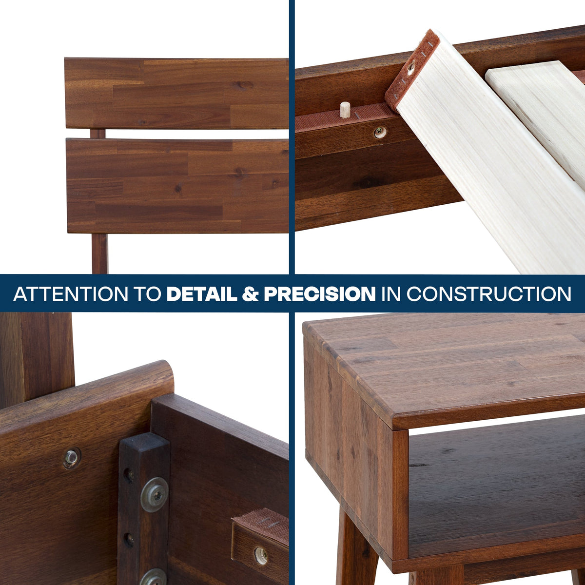 Aurora Solid Wood Bed Frame & Nightstand Set