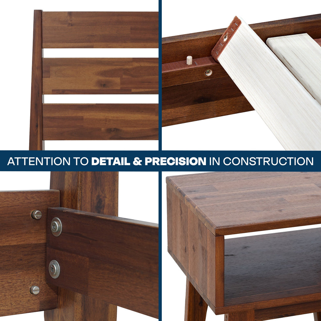 Emery Solid Wood Bed Frame & Nightstand Set