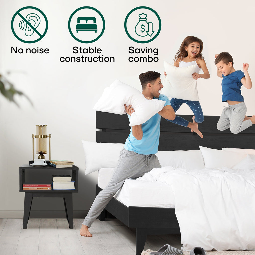 Aurora Solid Wood Bed Frame & Nightstand Set