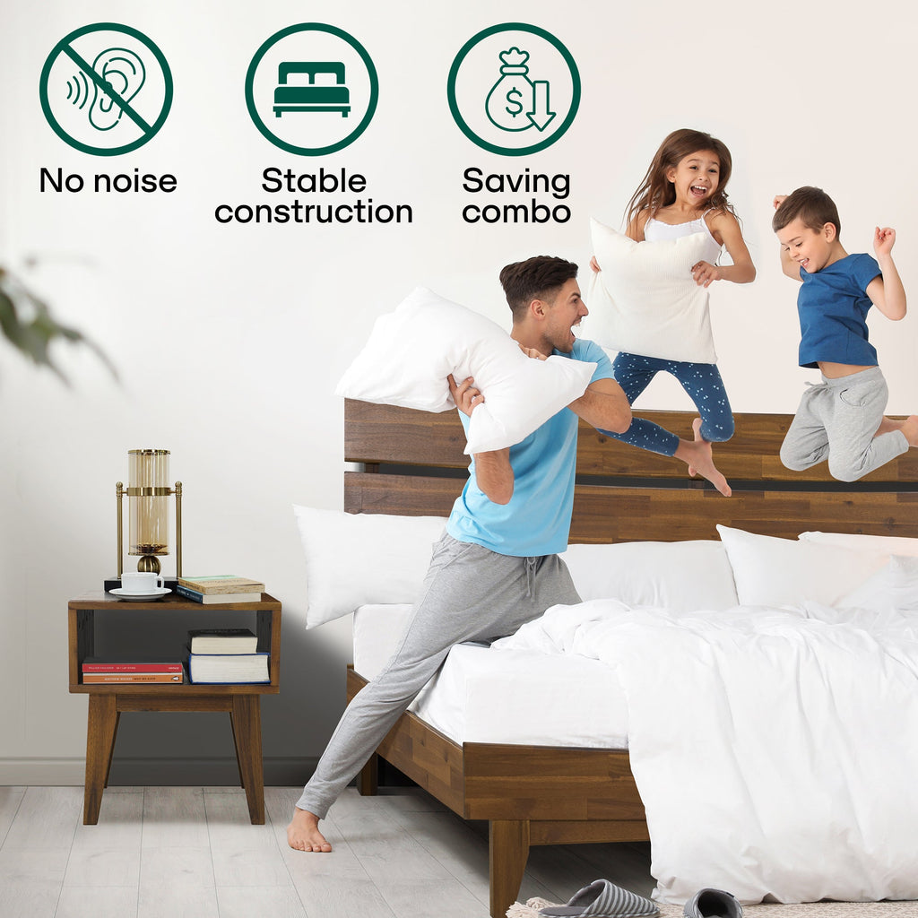 Aurora Solid Wood Bed Frame & Nightstand Set