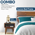 Aurora Solid Wood Bed Frame & Nightstand Set