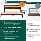 Emery Solid Wood Bed Frame & Nightstand Set