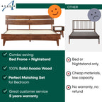 Aurora Solid Wood Bed Frame & Nightstand Set