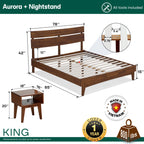 Aurora Solid Wood Bed Frame & Nightstand Set